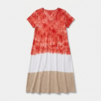 Rivaclo | Women's Gradient V-Neck Dress with Short Sleeves – Fluid Silhouette