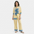 Rivaclo | Women's Coordinated Set with Wide Legs – Abstract Print