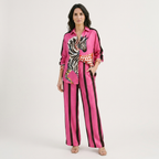 Rivaclo | Women's Coordinated Set with Wide Legs – Abstract Print