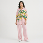Rivaclo | Women's Coordinated Set with Wide Legs – Abstract Print