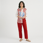 Rivaclo | Women's Coordinated Set with Wide Legs – Abstract Print