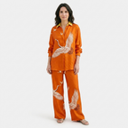 Rivaclo | Women's Coordinated Set with Wide Legs – Abstract Print