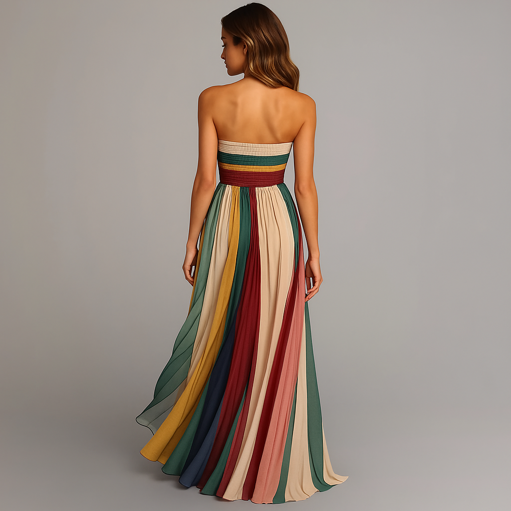 Léa | Robe Maxi Plissée Bustier