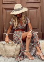 Élina | Robe Maxi Bohème Ceinturée