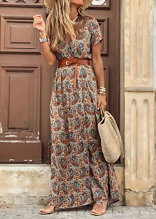 Élina | Robe Maxi Bohème Ceinturée