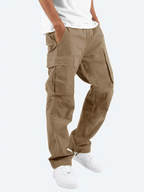 Pantalon cargo homme à cordon coupe ample — Marron