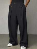 Pantalon homme jambe large plissé coupe ample — Gris foncé