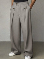 Pantalon homme jambe large plissé coupe ample — Gris