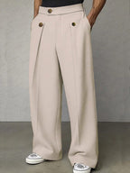 Pantalon homme jambe large plissé coupe ample — Beige