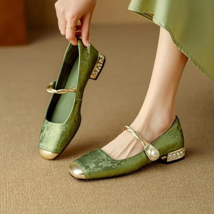 Escarpins femme Mary Jane à bride orthopédique — Vert