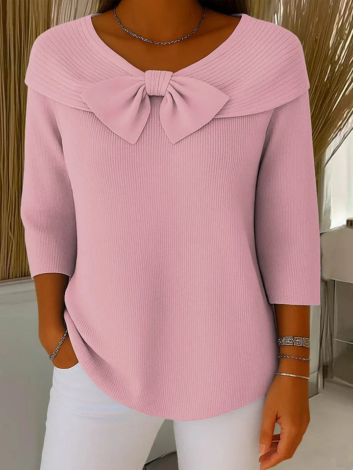 Pull femme nœud devant maille douce hiver