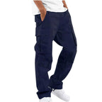 Pantalon cargo homme à cordon coupe ample — Bleu marine