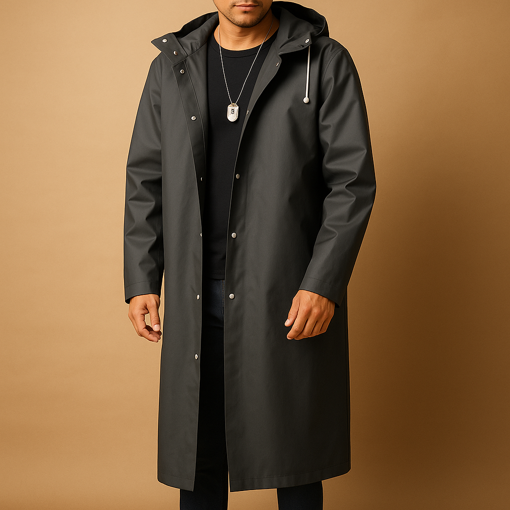 Manteau long homme de pluie coupe décontractée