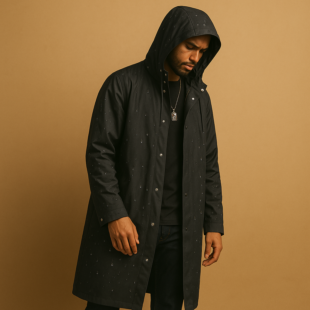 Manteau long homme de pluie coupe décontractée