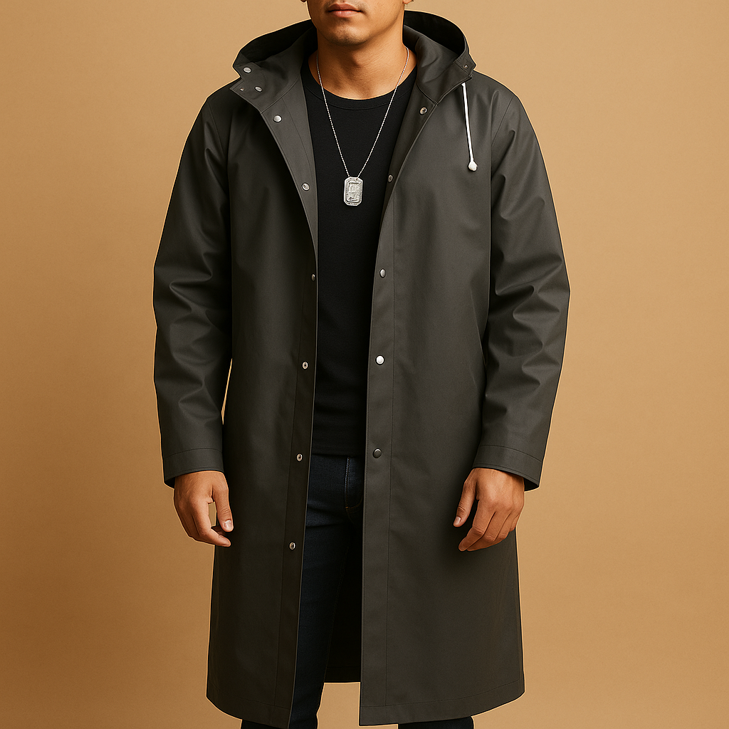 Manteau long homme de pluie coupe décontractée