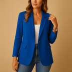 Blazer femme cintré stretch coupe tailleur — Bleu