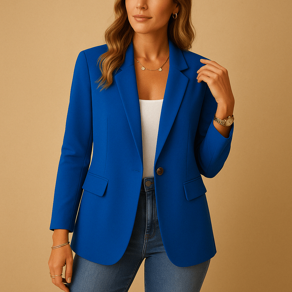 Blazer femme cintré stretch coupe tailleur — Bleu