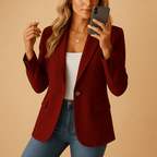 Blazer femme cintré stretch coupe tailleur — Rouge foncé