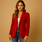 Blazer femme cintré stretch coupe tailleur — Rouge