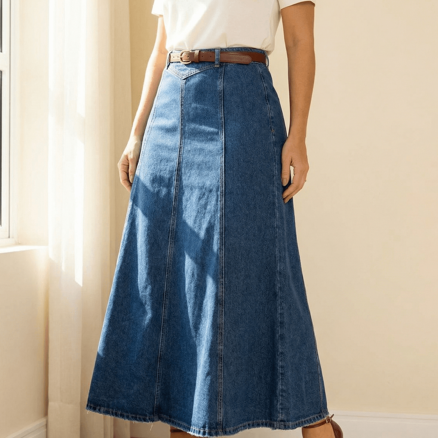 Linara | Jupe Maxi en Denim Taille Haute