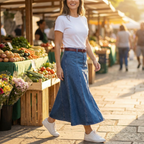Linara | Jupe Maxi en Denim Taille Haute