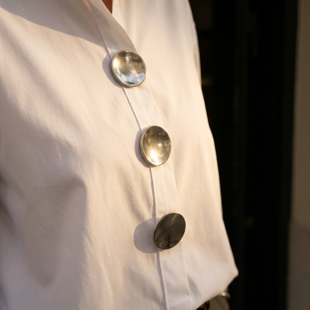 Luneeza | Blouse Oversize à Boutons Métal