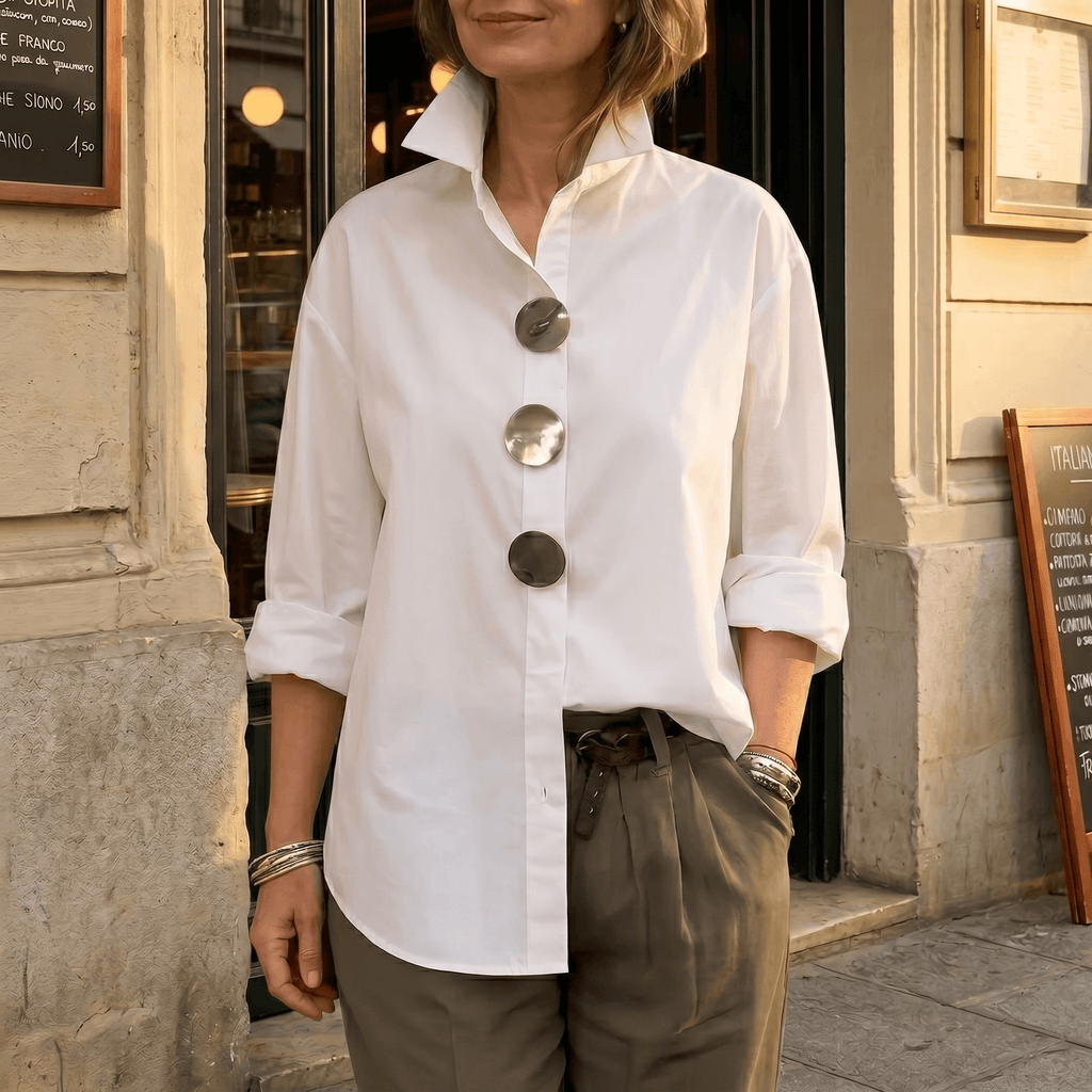 Luneeza | Blouse Oversize à Boutons Métal