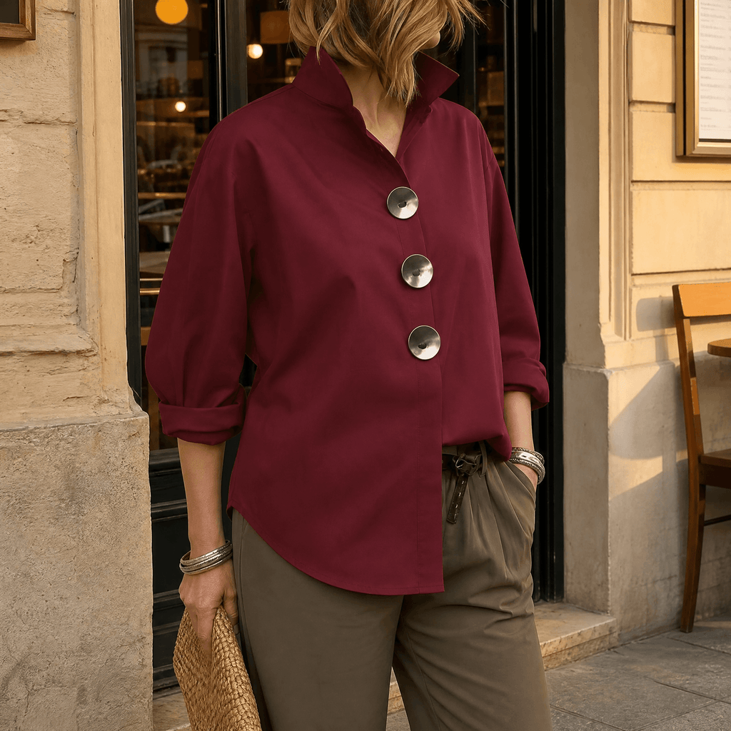 Luneeza | Blouse Oversize à Boutons Métal
