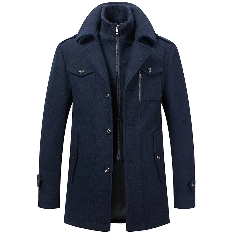 Manteau deux pièces homme hiver col à revers — Bleu marine