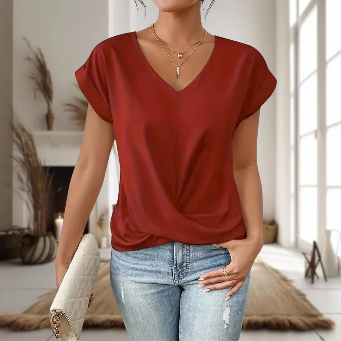 Roxane | T-Shirt Col V Drapé
