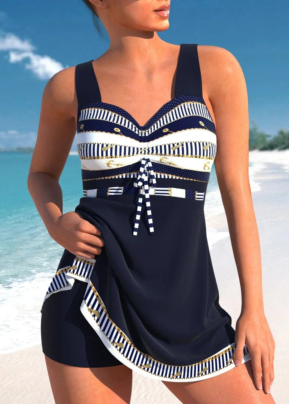 Léa | Tankini Jupe Marine